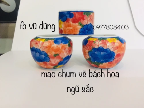 cóng mào chum vẽ bách hoa ngũ sắc