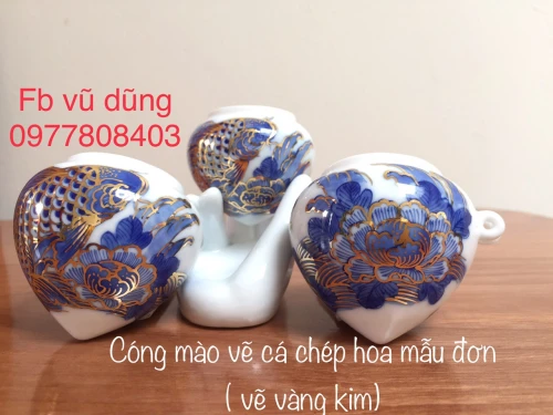 cóng mào dáng đào vẽ vàng kim tích cá chép hoa mẫu đơn vẽ vàng kim