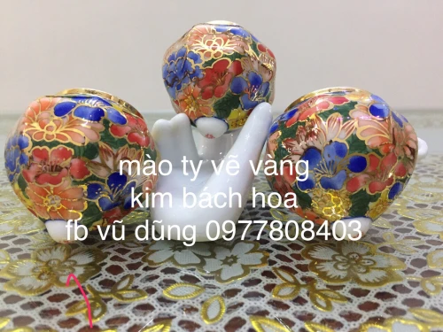 cóng mào ty vẽ bách hoa ngũ sắc vẽ vàng kim