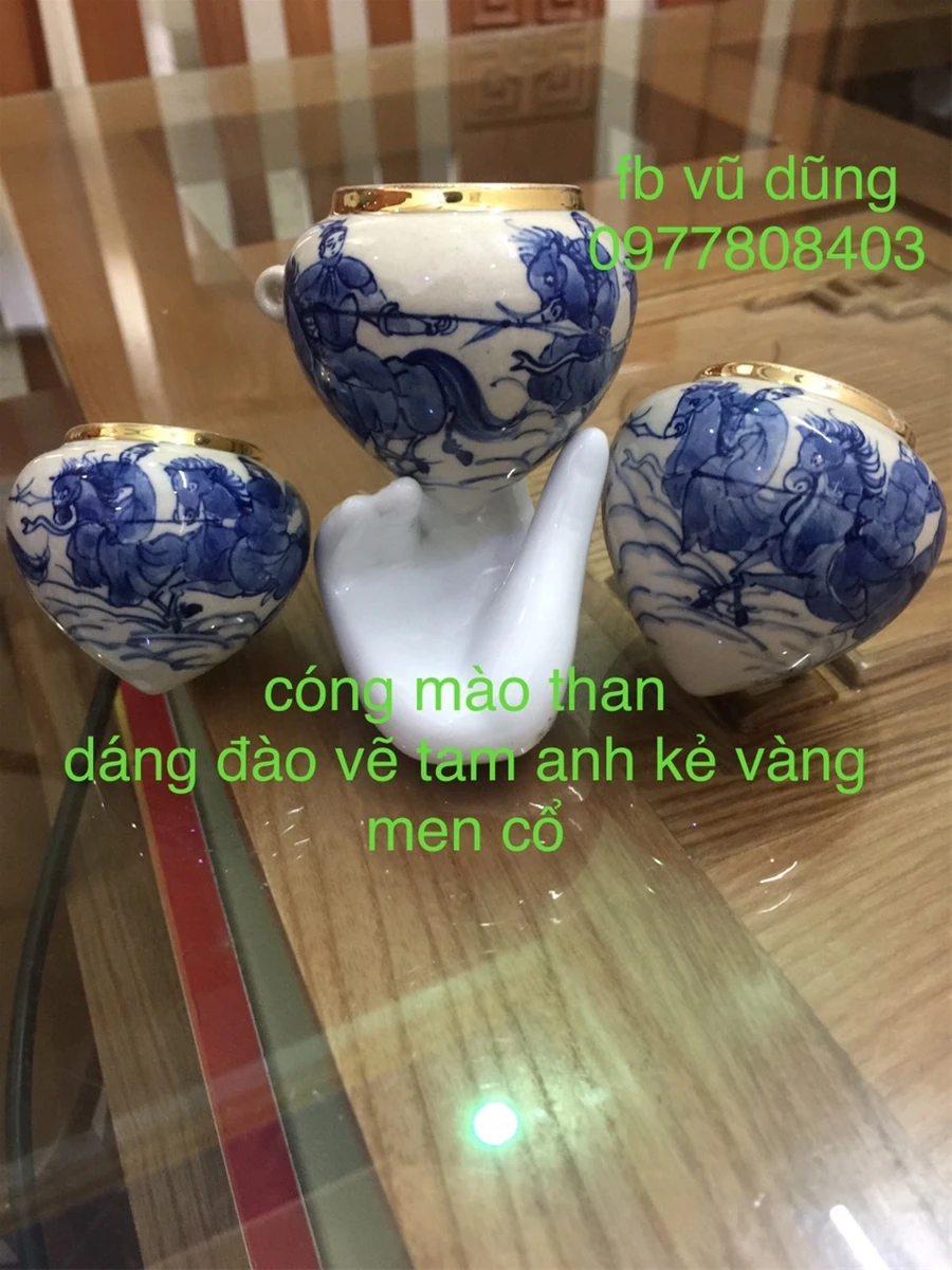 cóng mào than lửa vẽ tam anh chiến lữ bố kẻ miệng vàng kim