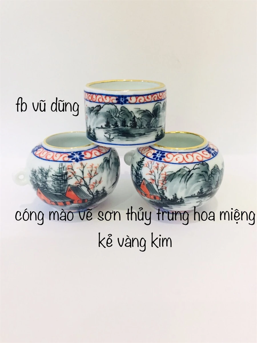 cóng mào chum vẽ tích sơn thủy trung hoa kẻ miệng vàng kim