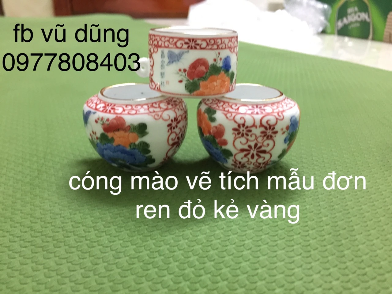 cóng mào chum vẽ mẫu đơn ren đỏ