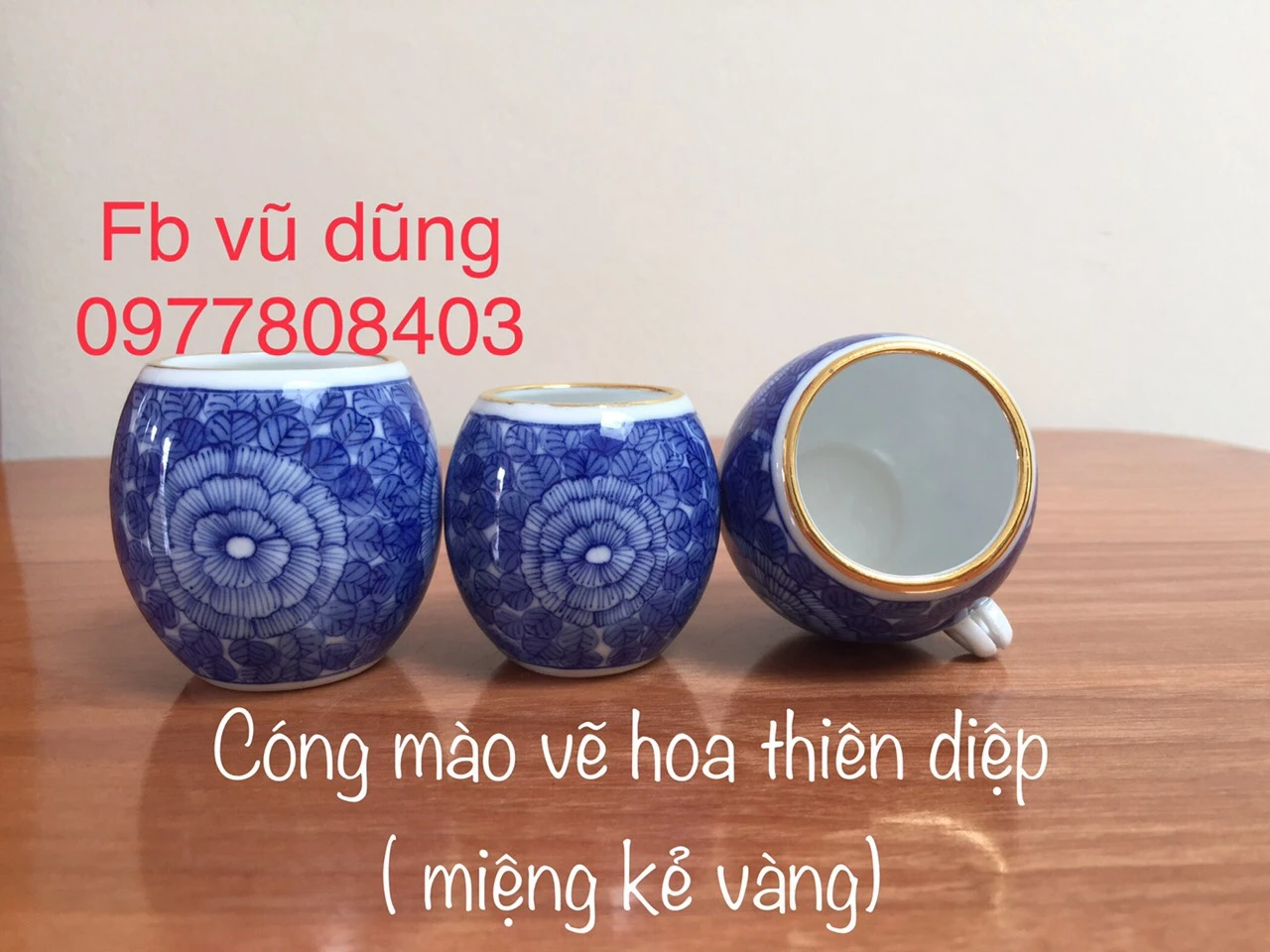 cóng mào trống vẽ tích hoa thiên diệp kẻ miệng vàng kim