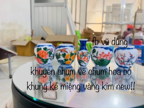 cóng khuyên chum vẽ chim hoa bổ khung hoa thiên diệp