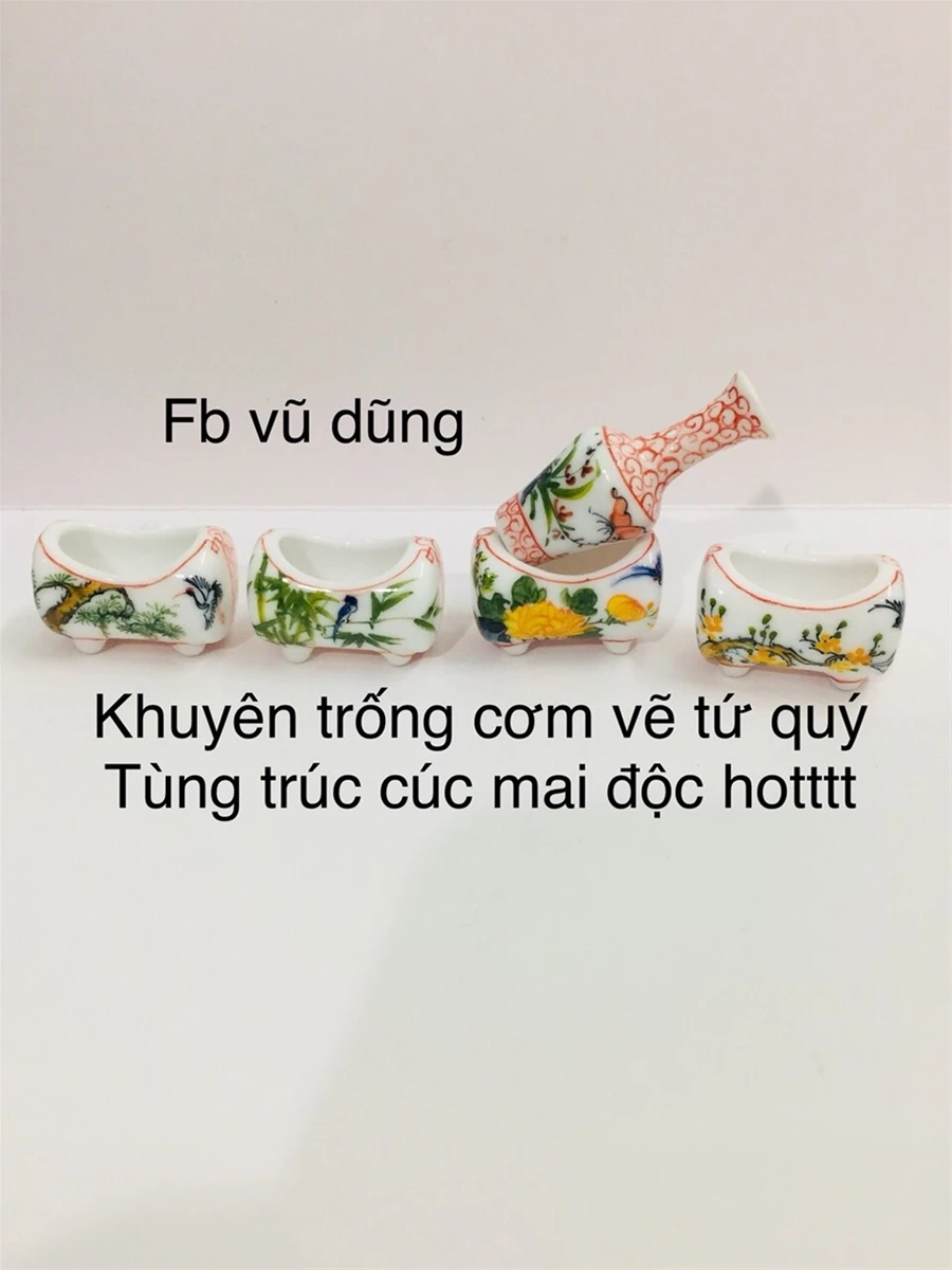 cóng khuyên dáng trống cơm vẽ tứ cảnh