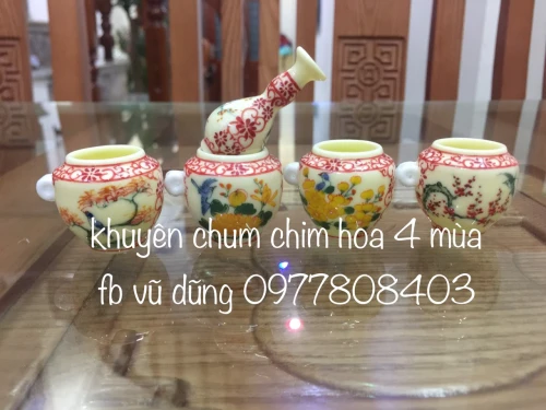 khuyên chum vẽ chim hoa 4 mùa