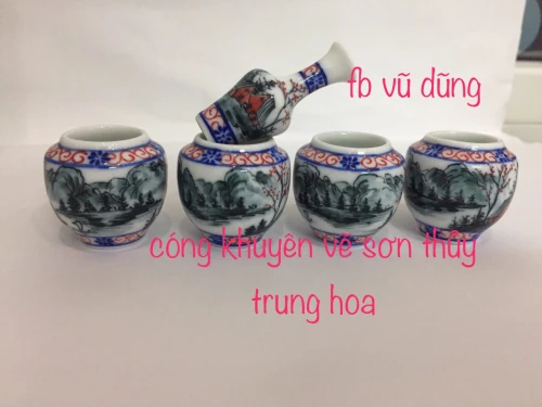 cóng khuyên vẽ sơn thủy trung hoa