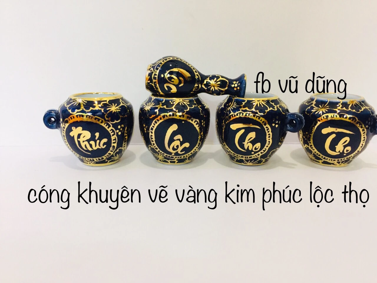 cóng khuyên vẽ vàng kim vẽ phúc lộc thọ