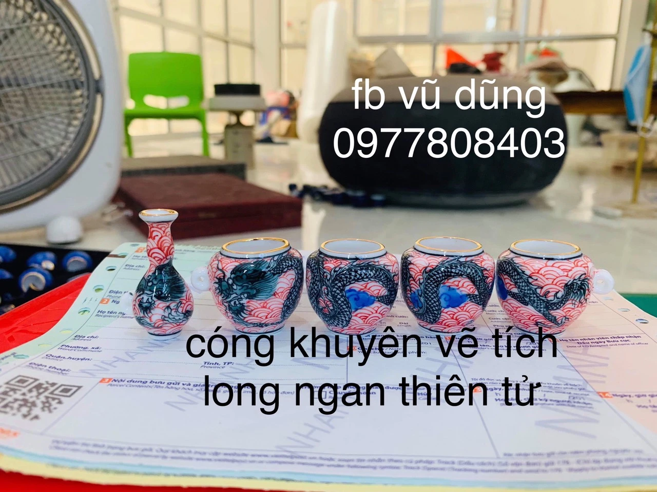 cóng khuyên chum vẽ tích long ngân thiên tử kẻ miệng vàng kim