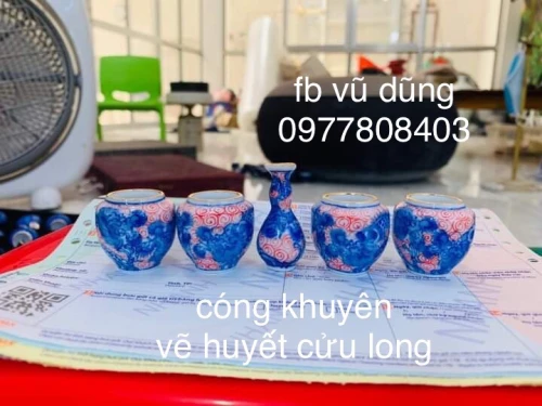 cóng khuyên vẽ tích huyết cửu long kẻ miệng vàng kim